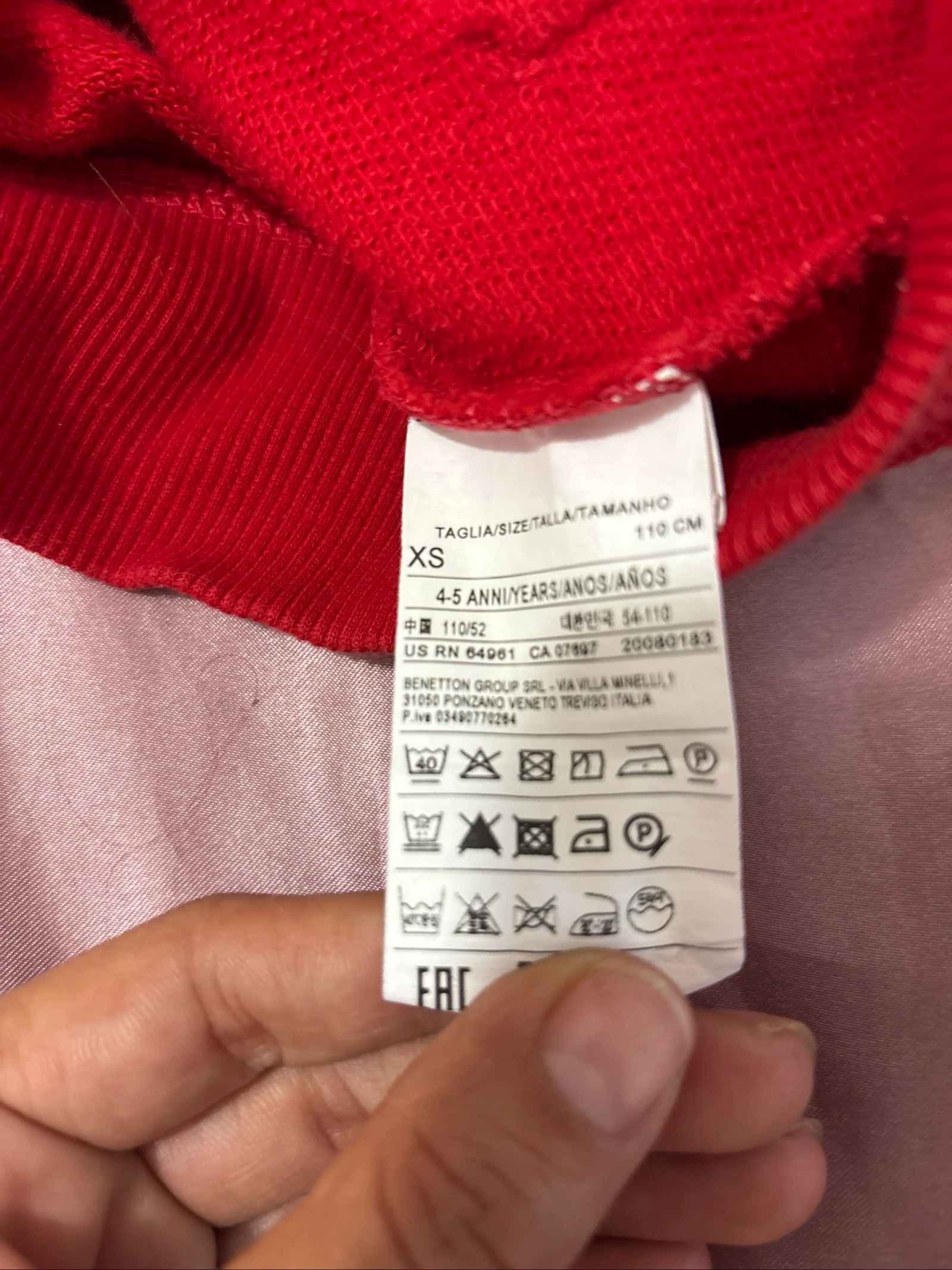 Chaqueta de sudadera infantil roja Benetton con cremallera – photo 4